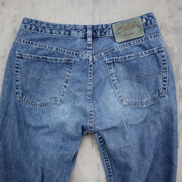 Silver Jeans Pants Womens 29 Blue Bootcut Mid Rise Button Zip Casual Denim - Picture 15 of 16